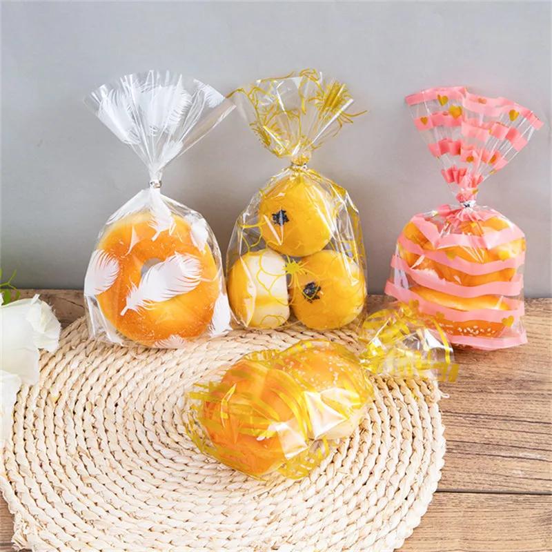 100Pcs OPP Transparent Flat Mouth Stand-up Snack Baking Packaging Plastic Party Gift Candy Bags
