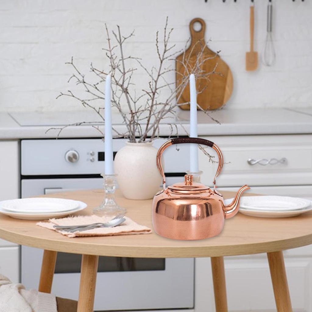 Retro Handmade Copper Tea Kettle 3L Capacity Gas Stove Induction Hob Compatible Compact Camping Kitchen Essential