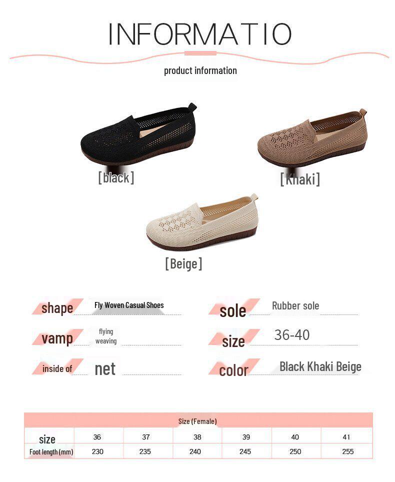 Breathable Soft Sole Mesh Flat Shoes for Middle-Aged and Elderly Women