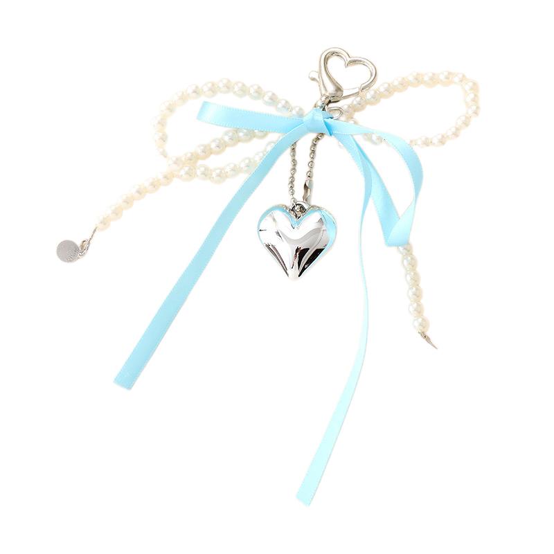 Trendy Creative Heart Ribbon Bowknot Charm Keychain Delicate Key Ring Pendant Exquisite Backpack Decoration Accessories Gifts
