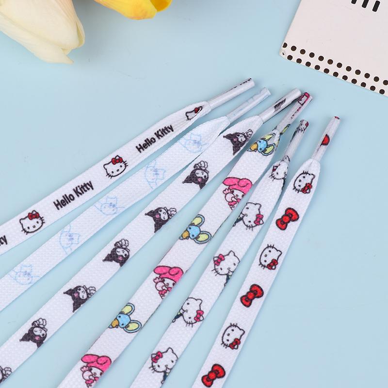 2Pcs Sanrio Shoelaces Cartoon Cinnamon Kuromi Hello Kitty Flat Shoe Laces Accessories Shoelace 120Cm Girls Gifts