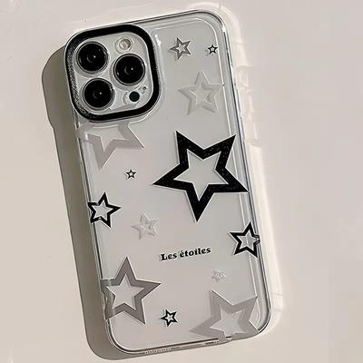 Black And Gray Star Case For Xiaomi Redmi Note 14 13 Pro Plus 5G Case For Redmi Note 12 11 10 Pro 10s 11s 14C 13C Clear Cover