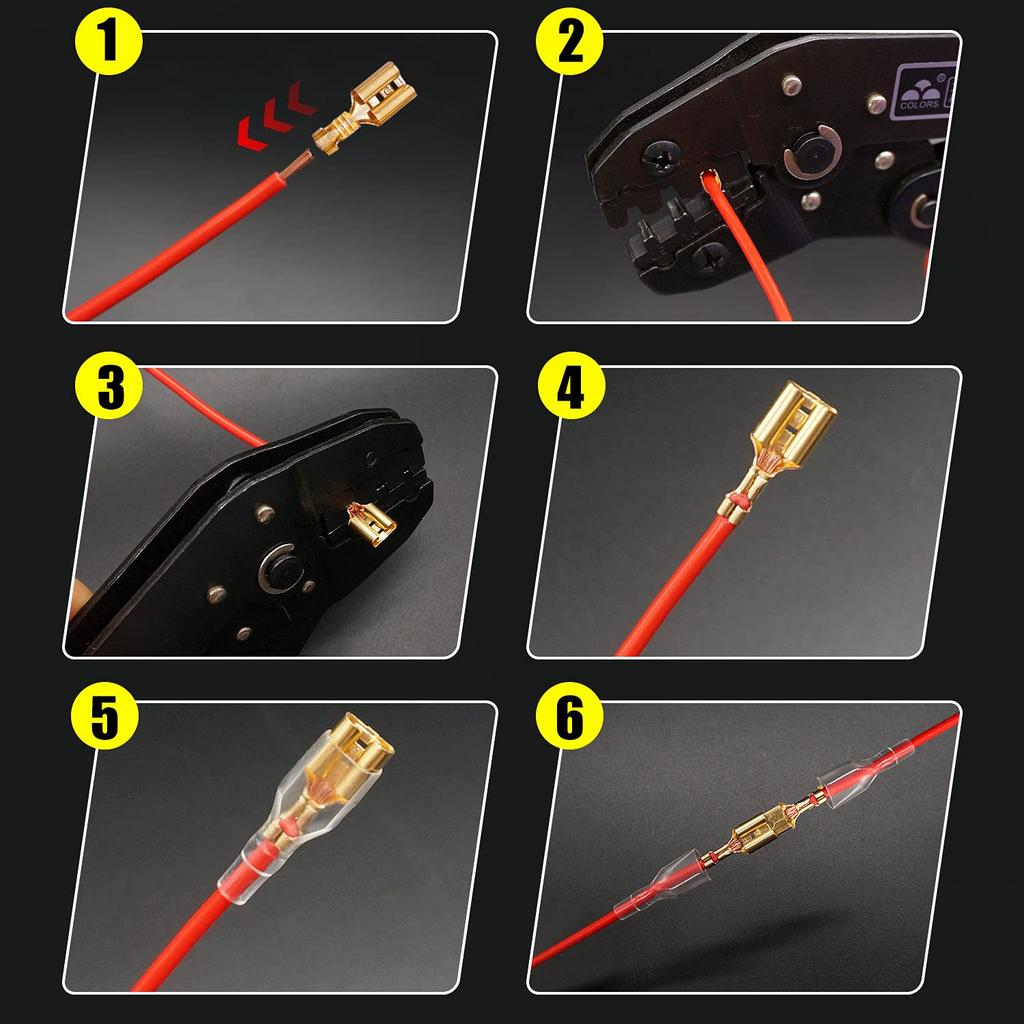 Cold Pressed 450Pcs 2.8/4.8/6.3mm Insulated Male Female Wire Connector Electrical Crimp Terminals Termin Spade Assorted Kit Box