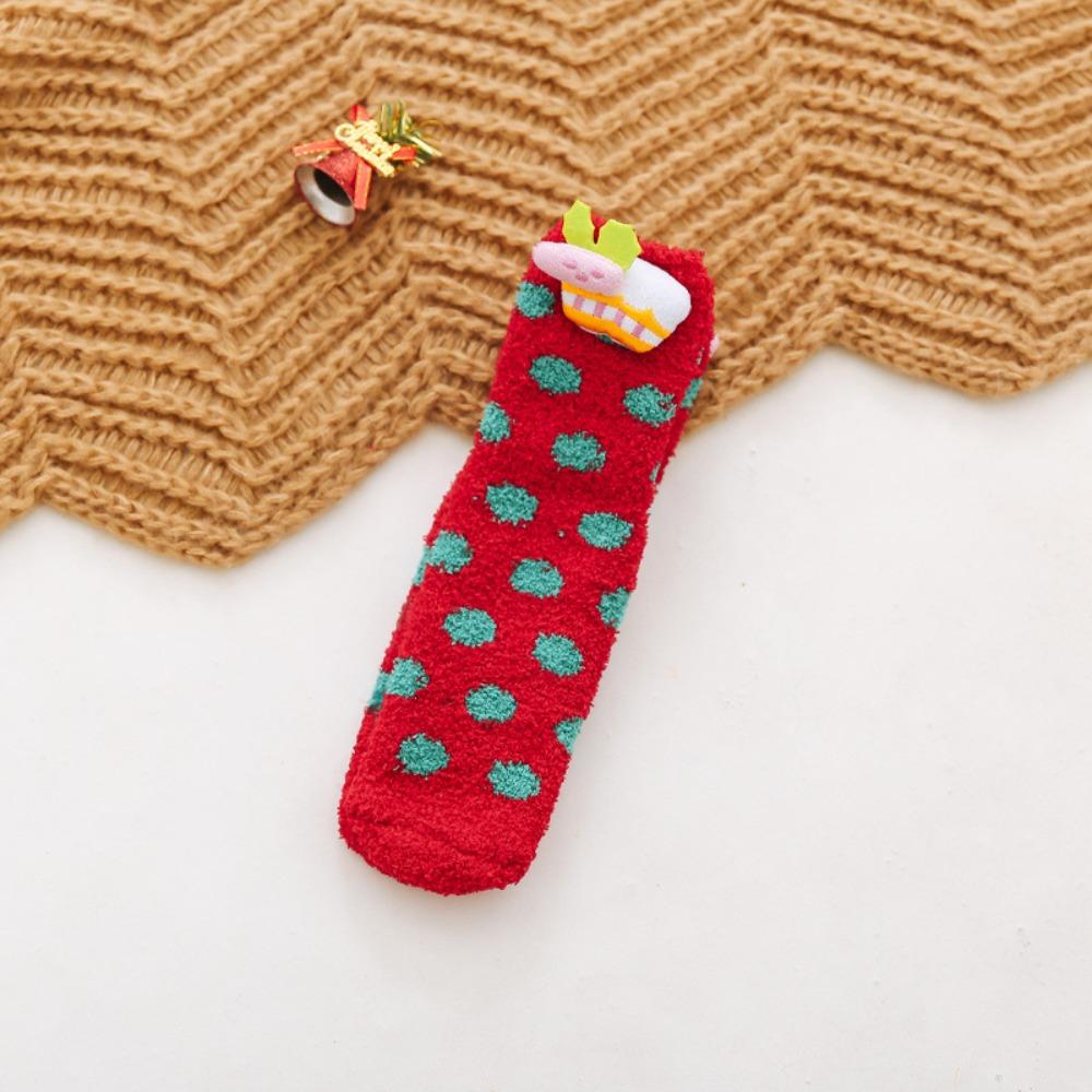 Cute Christmas Floor Socks Thicken Non-slip Coral Fleece Socks Warm Soft Fuzzy Socks Home 35-39