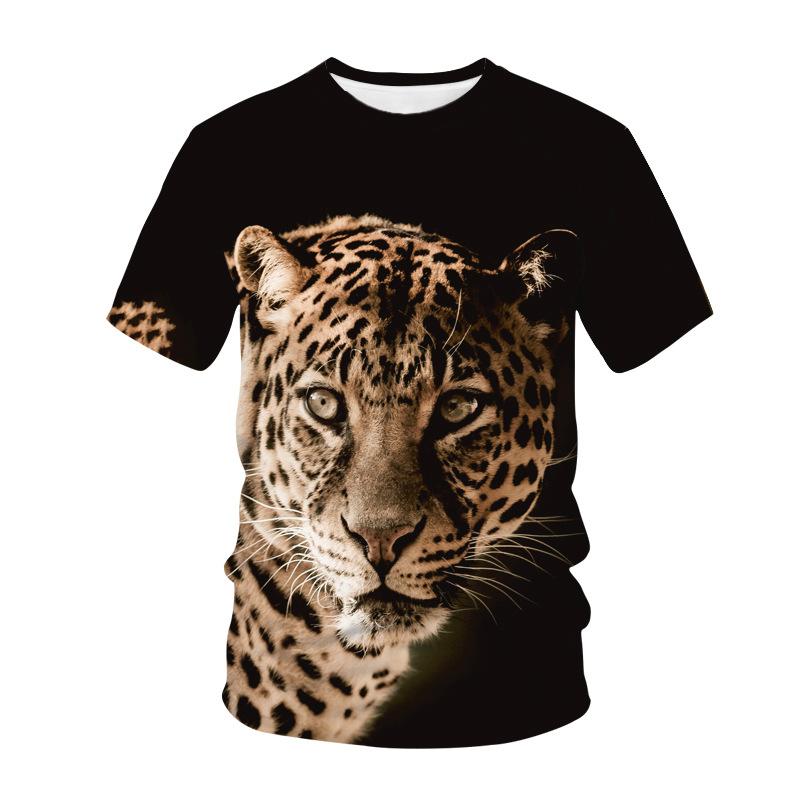 

Летняя футболка с круглым вырезом, 3D-принтом с животным, узором гепарда, модная, повседневная, с коротким рукавом, детская, для мальчика 160