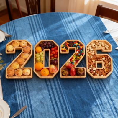 4Pcs/Set 2026 Fillable Number Boxes Wooden Charcuterie Boards Reusable Serving Trays Fruits Cupcake Dish Plates Party Decoration