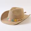 Popular sombrero de vaquero occidental clásico tejido de paja europeo y americano para hombres y mujeres, sombrero de copa tejido de moda para exteriores, estilo OL