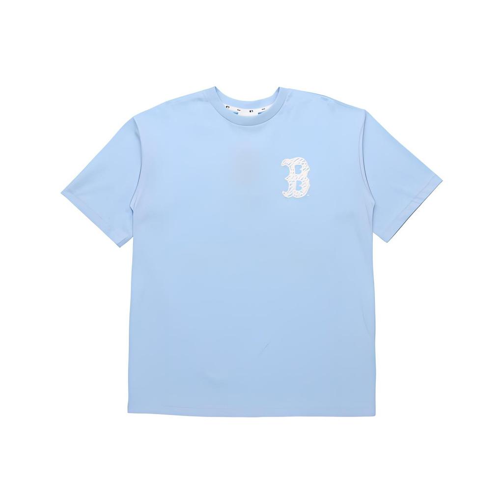 MLB Boston Red Sox Loose Fit Crew Neck Printed Dopamine Short Sleeve T-Shirt Unisex T-Shirts Sky-Blue 31TS15031-43S
