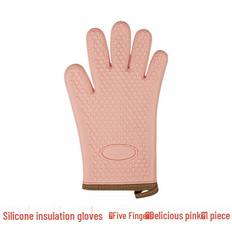 Silicone Heat-Resistant Oven Gloves: Thickened, Lengthened, Cotton-Lined for Baking & Microwave
