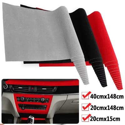 Samoprzylepny Naklejka z Aksamitnej Tkaniny Samochodowej Flanelowa Tkanina Samoprzylepna Klejąca Dekoracja Wnętrza Samochodu Naklejka Czarna Szara Czerwona Dekoracja 40X148cm