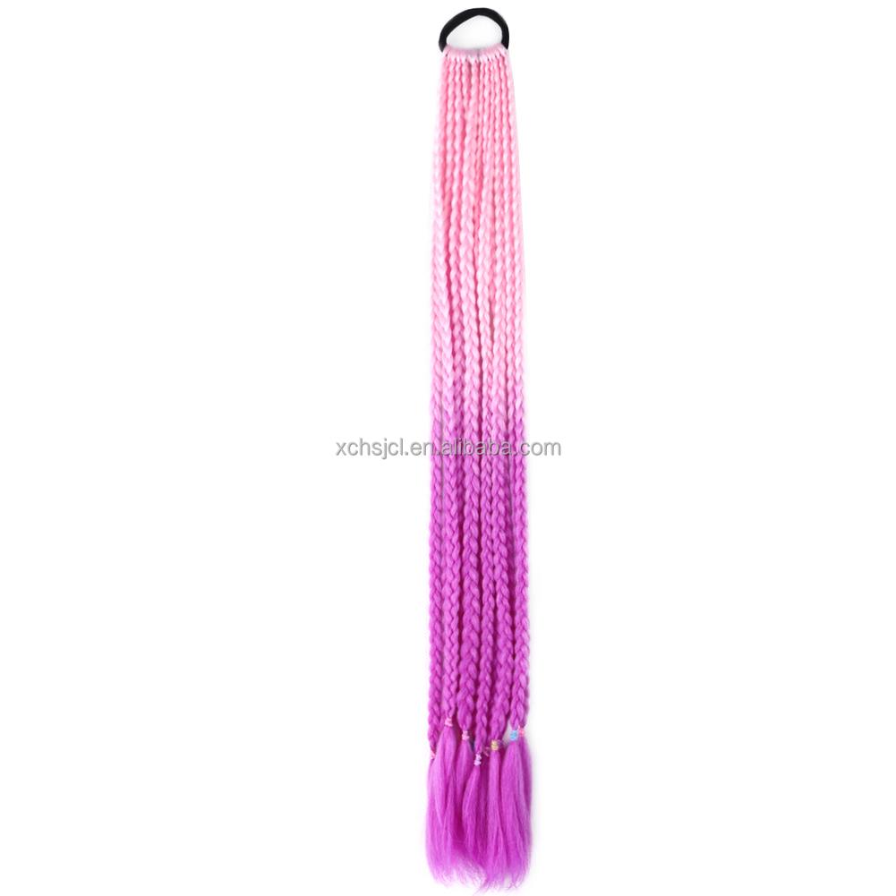 Ponytail With Hair Rubber Bands Long Box Crochet Synthetic Hair Piece Ombre Braiding Hair Extensions Braid