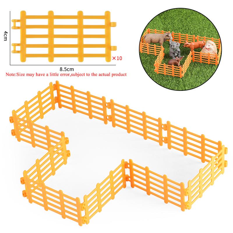 Oenux Simulation Farm Fence Scene Toy Trees House Farmer Unicorn Animals Model Miniature Craft Home Decoration Cute Kids Gift