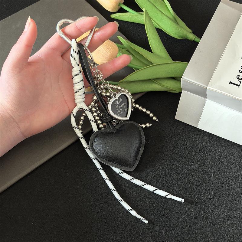 Miu Style Bag Charm: Korean Braided Rope Keychain for Backpacks & DIY Accessories чёрный