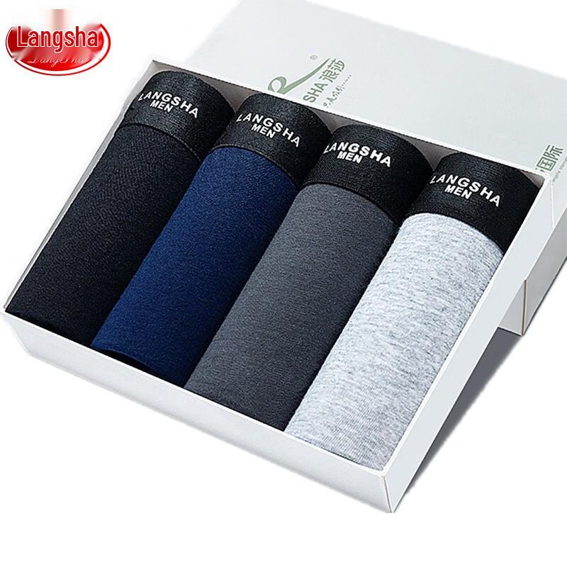 LangSha Men s Cotton Boxer Briefs 4-Pack ES8111-4 L
