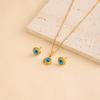 Exquisite Angel Eye Gold Collarbone Chain & Earrings Set - Unisex Luxury Design