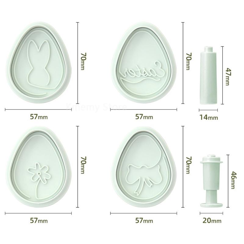 

4PCS Happy Easter Day Cookie Cutter 3D Rabbit Chick Egg Shape Detachable Biscuit Embosser Fondant Mold DIY Cake Decorating Tools