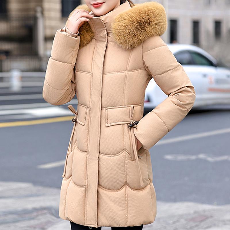 Fashion Female Warm Coat Winter Long Parkas Hooded Faux Fur Collar Loose Thick Women's Jackets