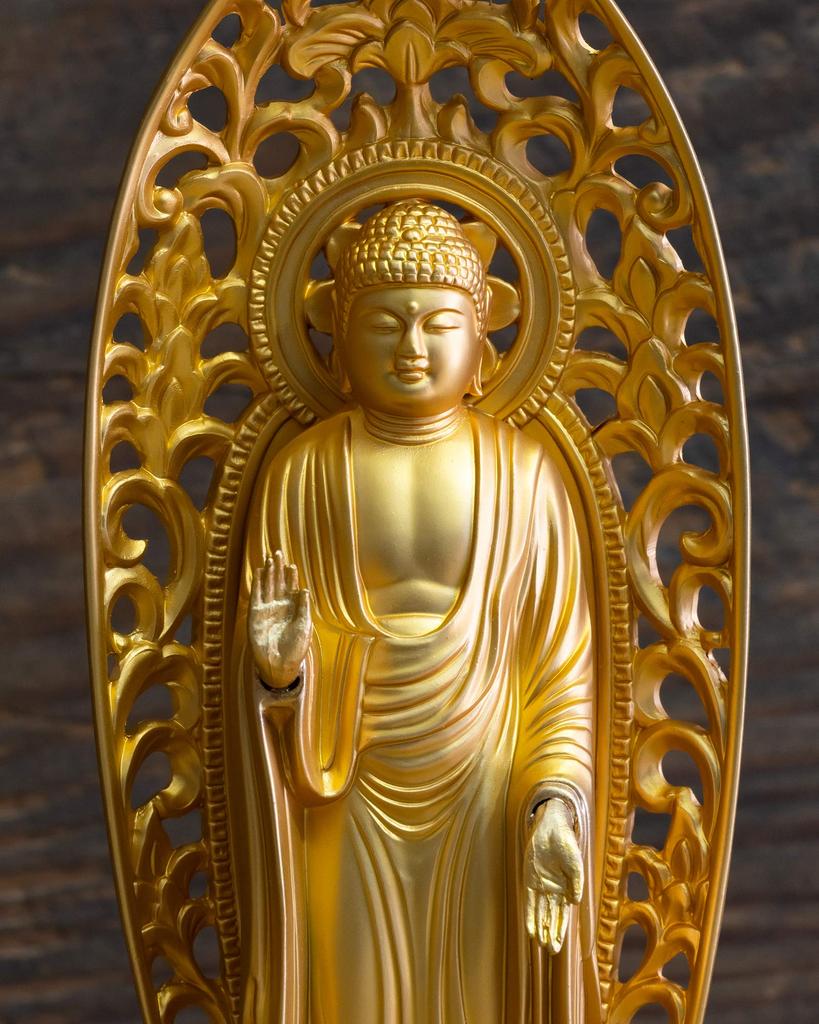 Buddha Statue Shaka Nyorai 15.7cm (gold Plated/24k Gold) Sculptor: Makita Shuun Original Model: "Soto, Rinzai, Tendai" Takaoka Bronzeware
