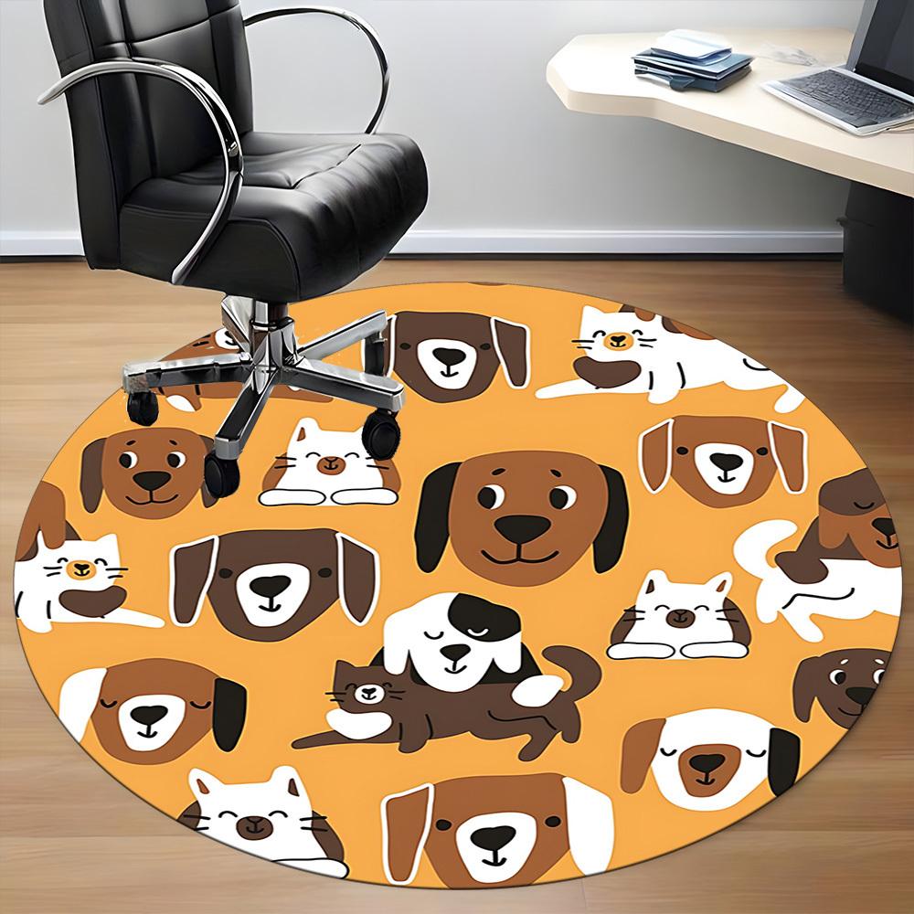 1pc Pets Animals Office Round Area Rug, Indoor Mat Suitable For Office, Under Office Chairs Bedroom Living Room Home Decor, Room Deco