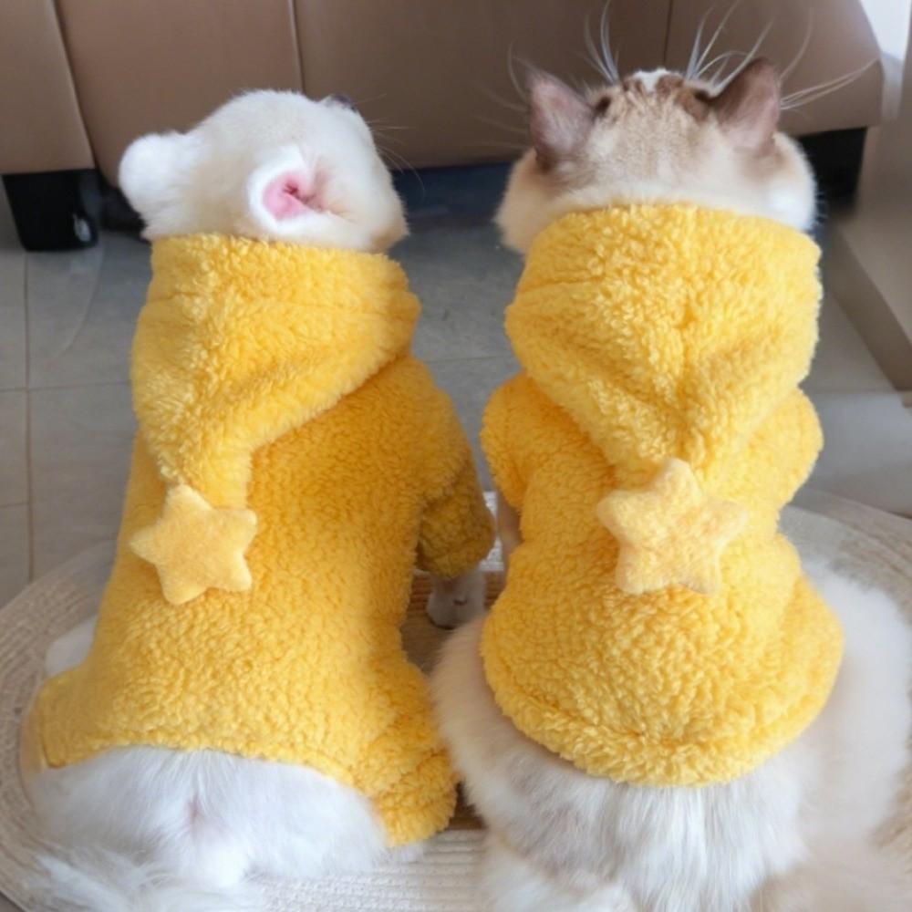 Cute Star Elements Pet Hoodie Fabric Warm Cat Vest Thick Material Cozy Hoodie Autumn Wear