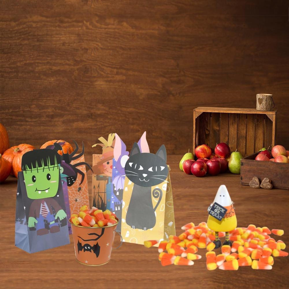 24pcs Halloween Treat Bags Party Tote Bag Packs Trick or Treat Goody Bags with Stickers Gift Bag Halloween Gift Bags Party Favor Bags Gift Wrap Bags