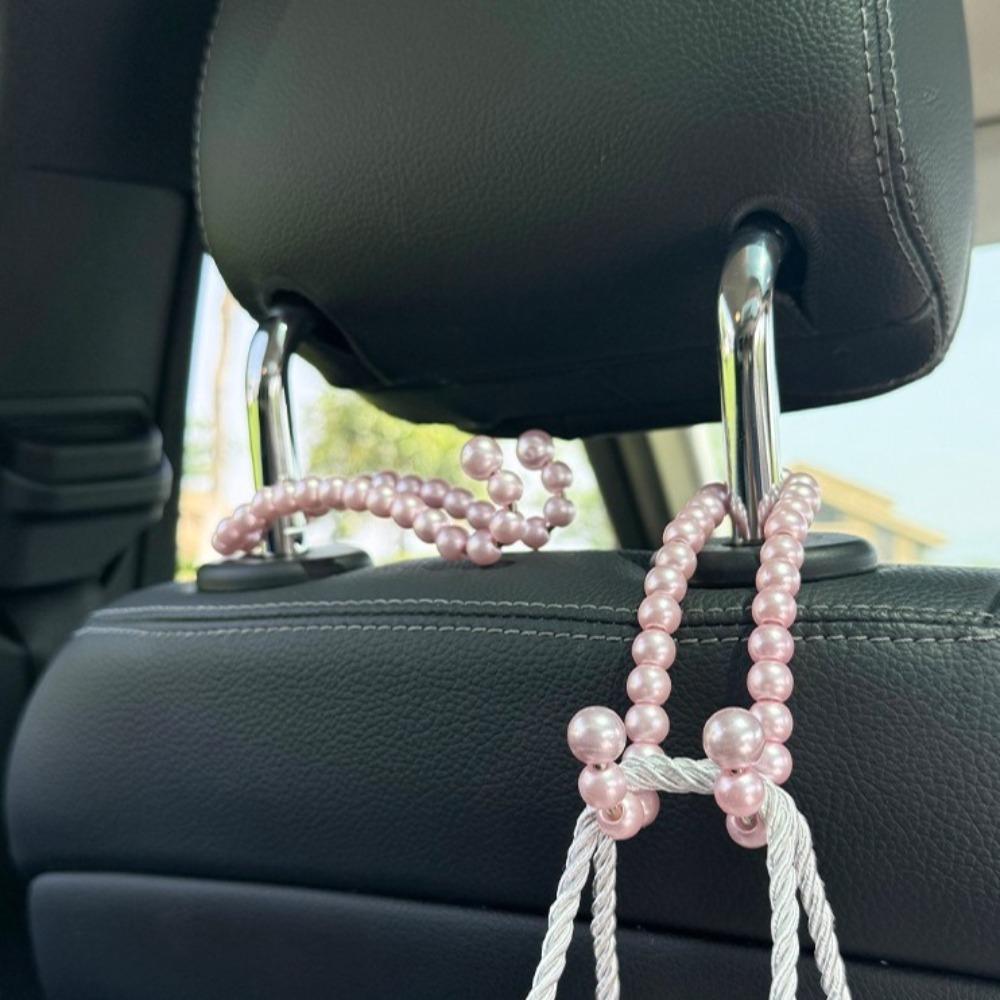2Pcs Strong Storage Pearl Hanger Auto Hook Rear Bearing Car Seat Headrest Hooks  Clothes
