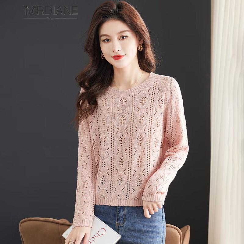 

Mrdiane Wei Women s V-Neck Loose-Fit Lace Knit Sweater One Size