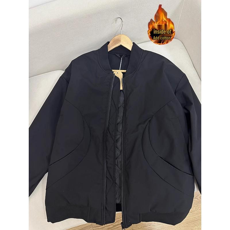 Men's American Style Thickened Flight Jacket for Autumn and Winter - Cotton Padded, Clean Fit Baseball Coat