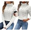 Women S Solid Twist Knit High Neck Long Sleeve Sweater