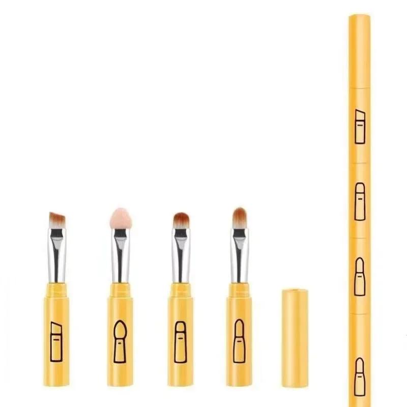 4 IN 1 Pennelli per trucco multifunzionali Set Gadget per trucco Pennello per ombretto staccabile per labbra Pennello per ombretto in spugna per viaggi a casa