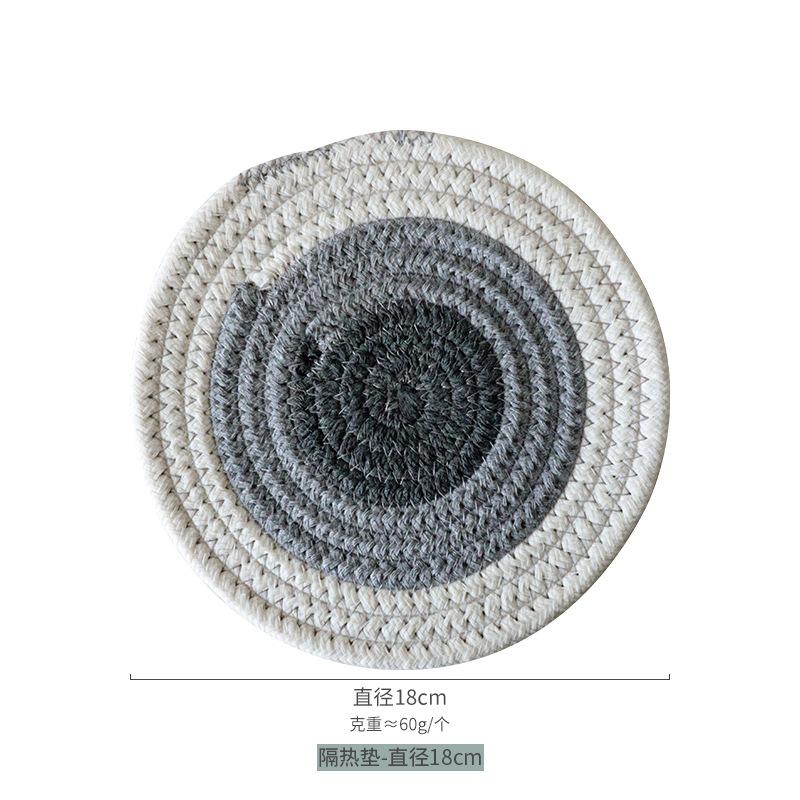 Cotton rope woven gray thermal insulation placemat tray mat coaster