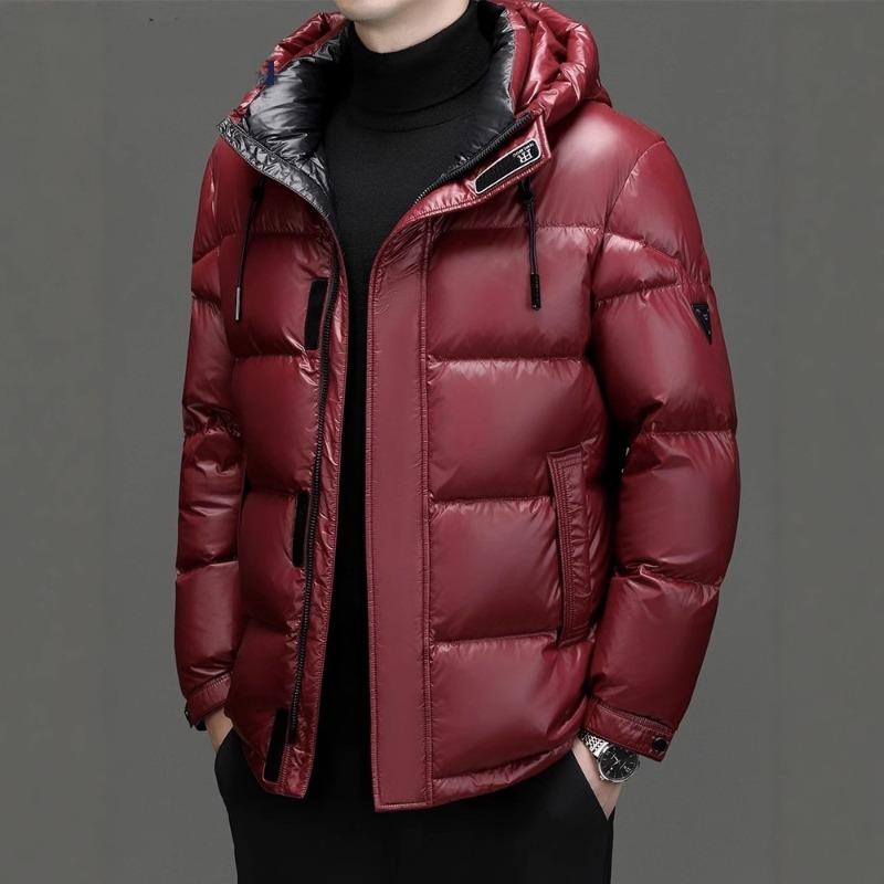 Black gold and white duck down men's down jacket thickened and warm in winter Middle-aged cold weather clothing Hooded jacket top men's cotton jacket