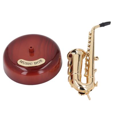 Muziekdoos Ornament Opwindbaar Aandrijving Vintage Muziekinstrument Muziekdoos Decor Ornament Draaiende Saxofoon