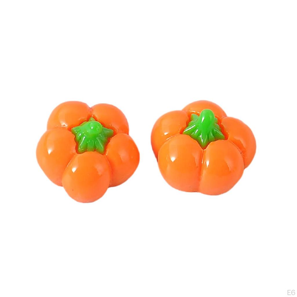 100 Pieces Resin Mini Pumpkin Embellishment Ornaments Miniature for DIY Craft Making