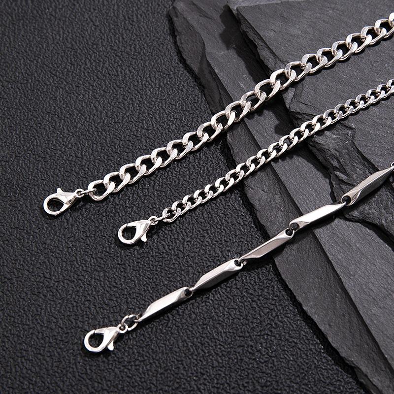 3Pcs/Set Stainless Steel Punk Cuban Chain Bracelet For Men Minimalist Silver Color Hip Hop Bracelet Party Jewelry Gifts