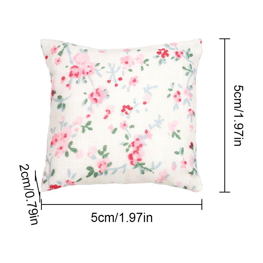 Couch Sofa Toys Furniture Mini Dollhouse Pillows Doll Accessories Floral Printed Miniature Cushions