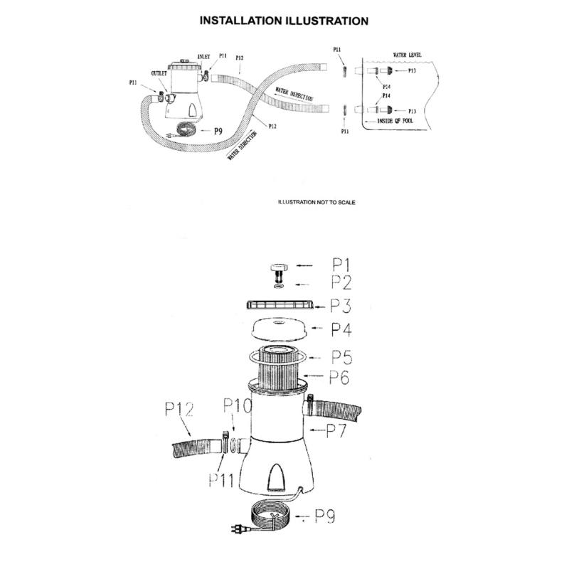 Energy Saving 16W Swimming Pool Water Pump 330 Gallon Flows Rate Quiet Operations Installation Set for Home Commercial