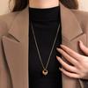 Golden Color Chain Circle Pendant Autumn/Winter Long Sweater Chain for Women’s Non Fading Necklace Trendy Jewelry Accessories