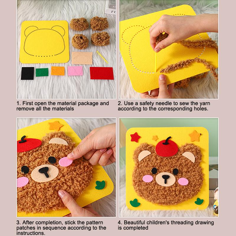 Diy Embroidery Doll Set For Kids, Sewing Arts And Crafts Kit, Easy To Do Cartoon Animal Sewing Projects Yarn Board