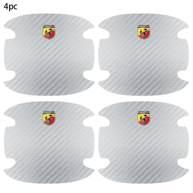 Car Styling Carbon fiber Car Door Handle Protection Sticker Emblem Accessories For Fiat Abarth 595 Abarth 500 Abarth 124 Spider