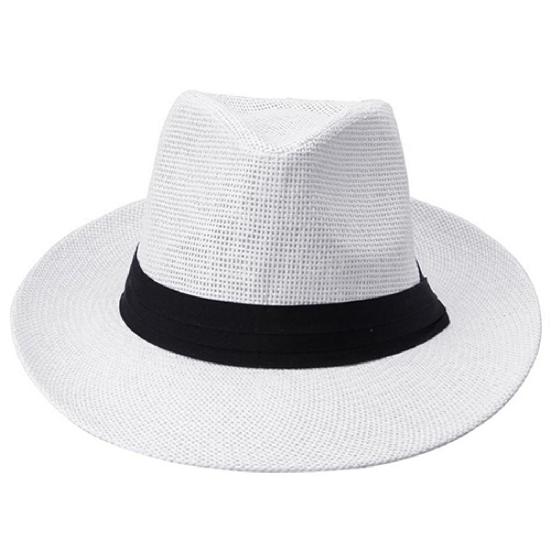 Hat Wide-cut Brim Sun-proof Straw Ribbon Decor Hat for Outdoor