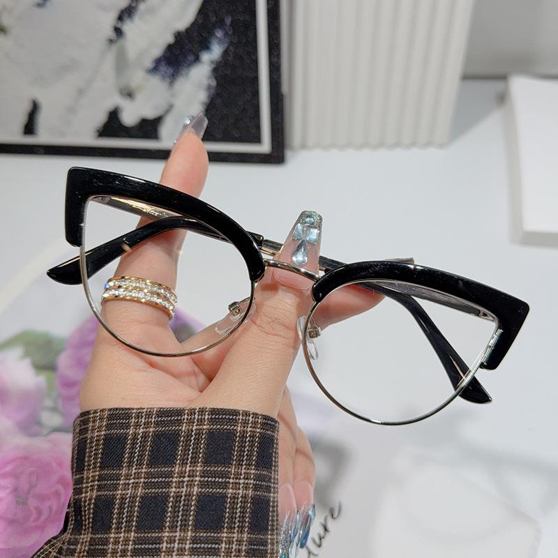 

Вінтажна оправа для окулярів «котяче око» Нові стильні жіночі окуляри з напівметалевою оправою Модний брендовий дизайн Окуляри без рецепта