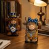 Whimsical Room Accent 2Pcs Magic Cow Figurines, Creative Resin Animal Statue with Wizard Theme, Collectible Art Piece Desk Shelf Home Decor,
