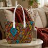 Bohemian Geometric Tote Bag Casual Large Capacity Daily Use Shoulder Bag for Shopping Traveling Outdoor Trips