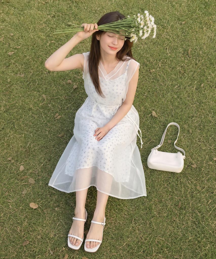 Roem See-Through Layered Long Dress Rmowg25R13