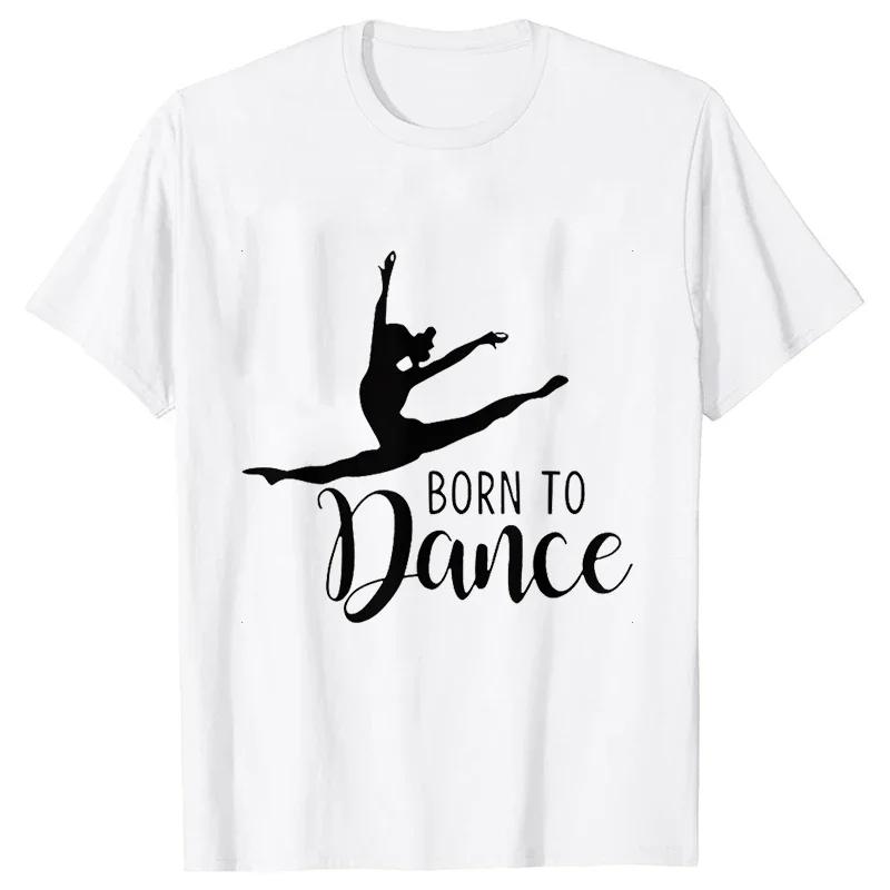 Fun ballet letter printed short sleeved Womens casual daily versatile summer round neck Tshirt