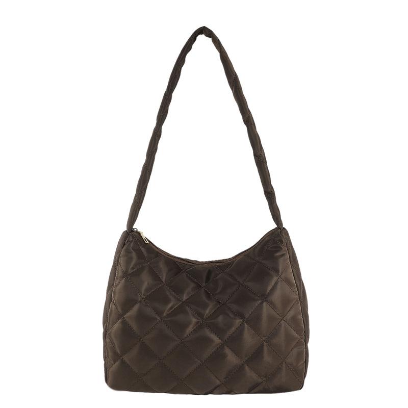 

Простая хлопковая вышивка, сумка подмышкой, женская новая текстурированная большая вместительная сумка через плечо для поездок на работу average size темно-коричневого