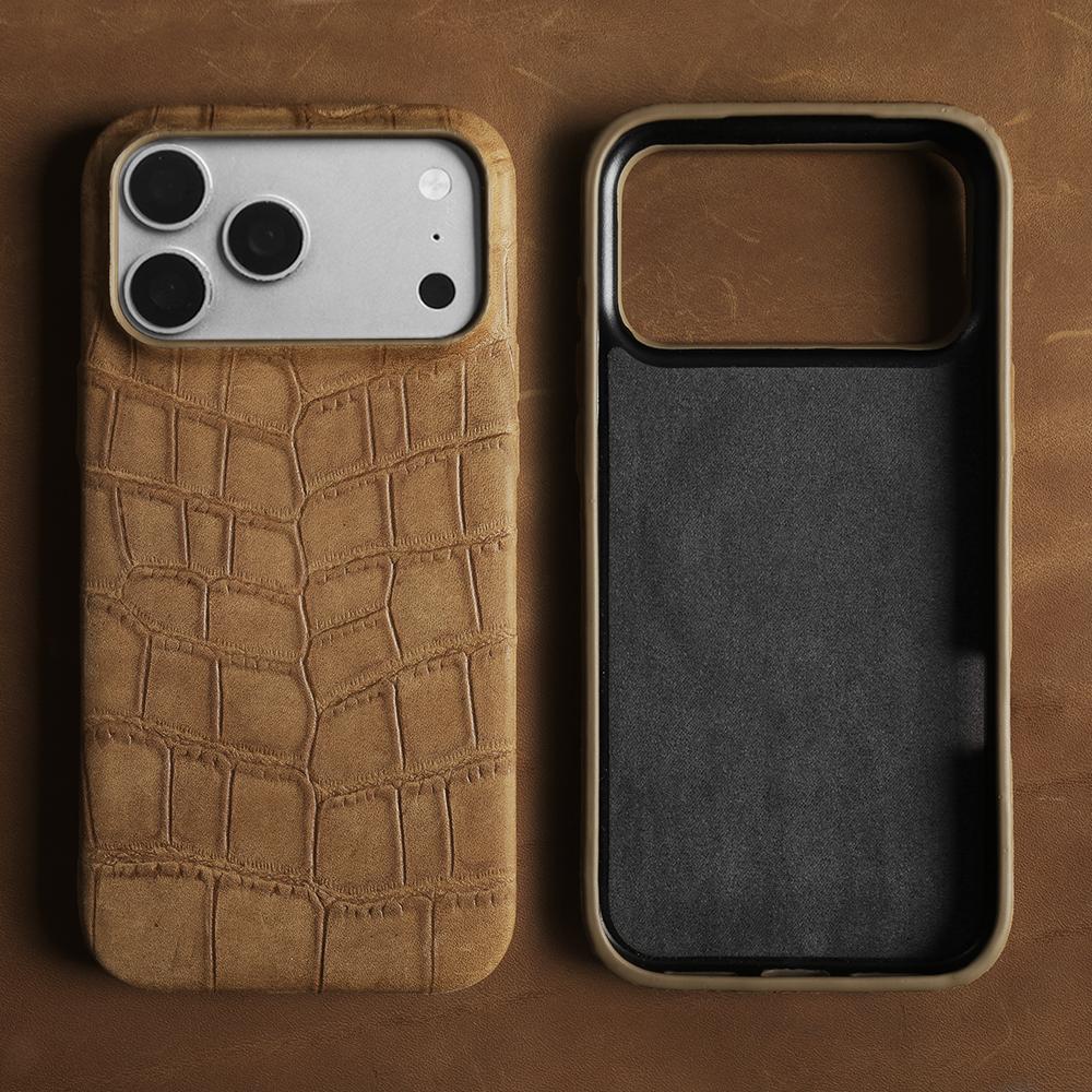 Crazy Horse Crocodile Genuine Leather Case