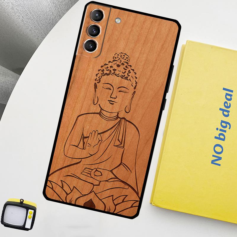 Buddha Jesus Guadalupe Wood Phone Case For Samsung Galaxy S25 S26 Ultra S20 S21 S22 S23 Plus S24 Ultra S10 S25 FE Cover Galaxy S26Ultra