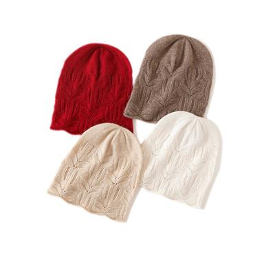 Cashmere Autumn and Winter New Women's Solid Color Cable Pattern Hollow Thickening Warm Fashion Curly Knitted Casual Hat